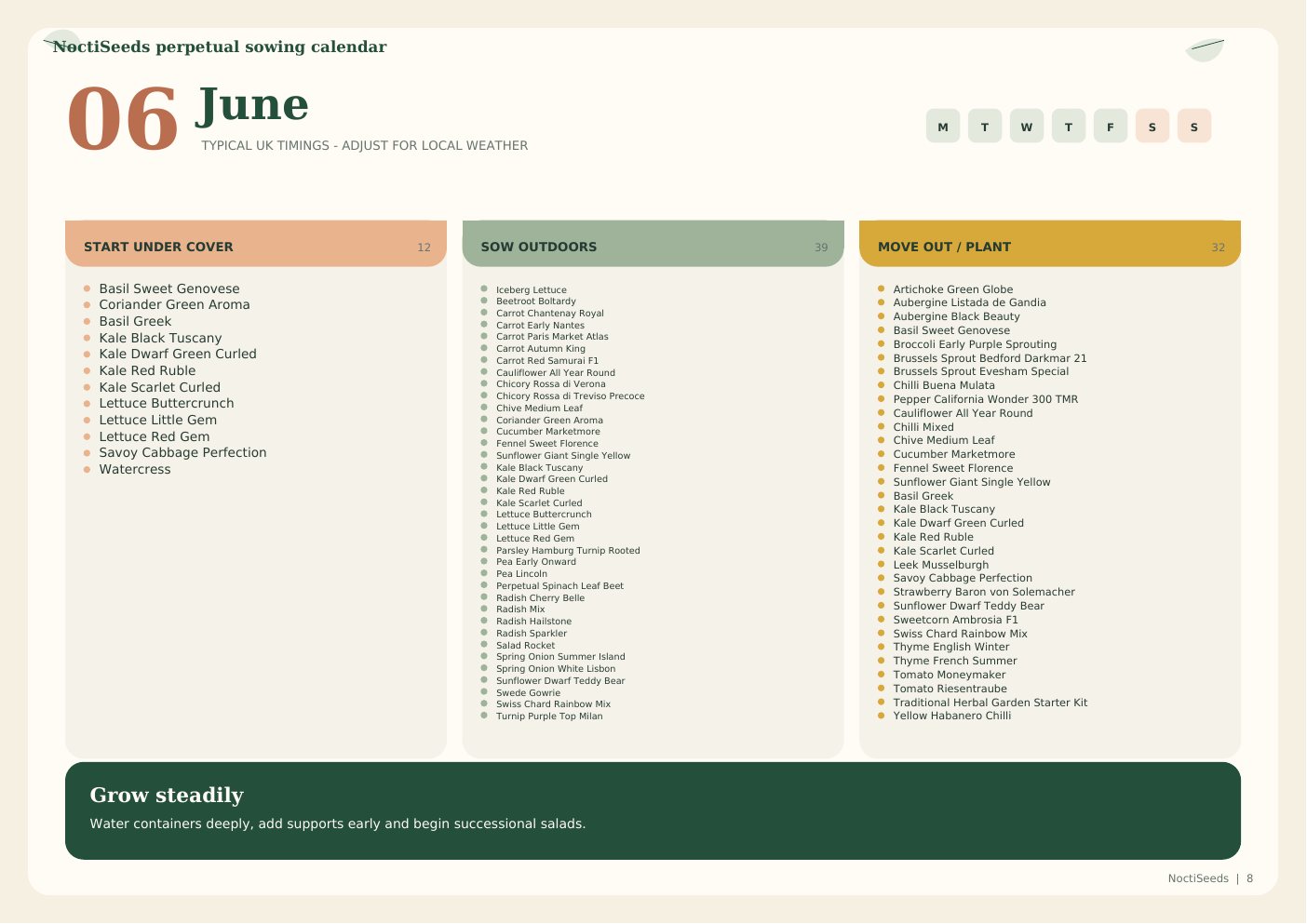 June sowing calendar